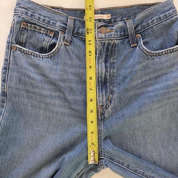 Levi's Women's High Waisted Straight Distressed Denim Blue Jeans Size 28 - Picture 12 of 13